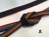 Obijime cord, obi cord/ Silk Obijime/Twilled Bamboo Braid, Four Stripes, Medium Size (Standard Length)