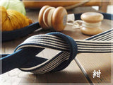 Obijime cord, obi cord/ Silk Obijime/, Kakucho Set with a Striped Odamaki Tassels, Medium Size (Standard Length)