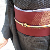 纯丝Obijime，斜纹竹编，Tsukko，M号（常规长度）。